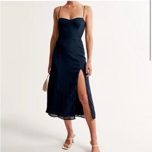 Abercrombie Camille Midi Dress Navy Petite Small